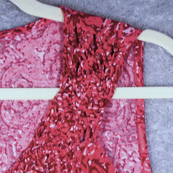 Faded Glory Maxi Dress Womens 2X Pink Abstract T Shirt Crochet Boho Flowy - Picture 5 of 11